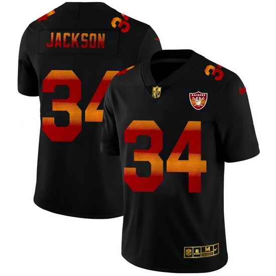 Las Vegas Raiders 34 Bo Jackson Men Black Nike Red Orange Stripe Vapor Limited NFL Jersey